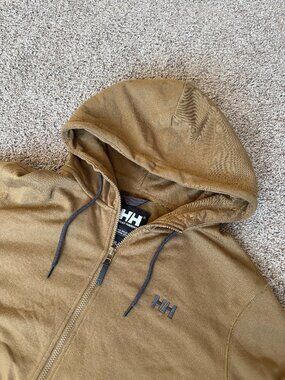 HELLY HANSEN HH Logo Full Zip Hoodie Mens Size XL Sepia Brown w/Grey Accents